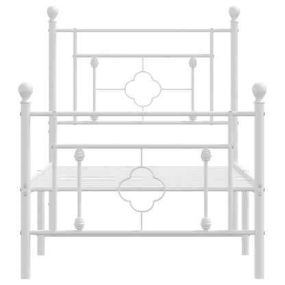 vidaXL Bettgestell mit Kopf- und Fußteil Metall Weiß 80x200 cm