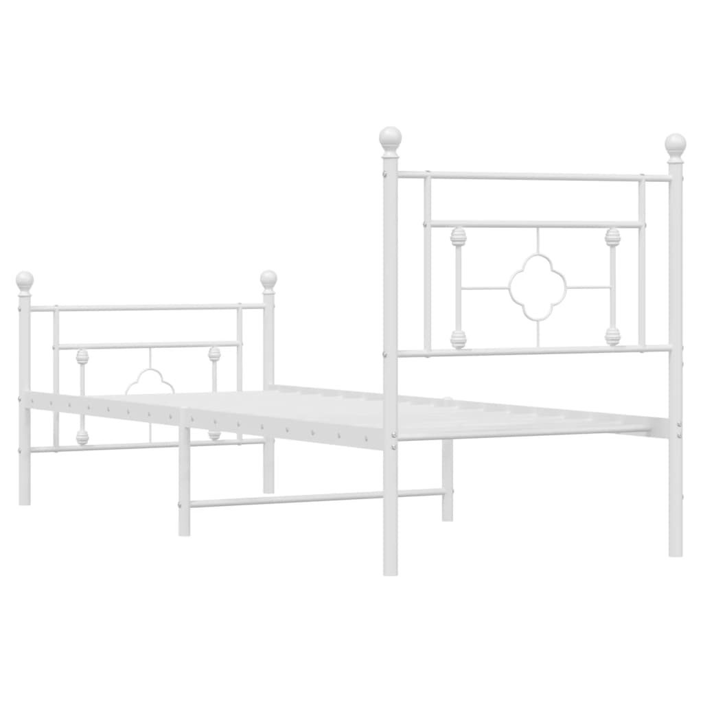vidaXL Bettgestell mit Kopf- und Fußteil Metall Weiß 80x200 cm