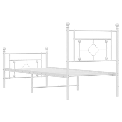 vidaXL Bettgestell mit Kopf- und Fußteil Metall Weiß 80x200 cm