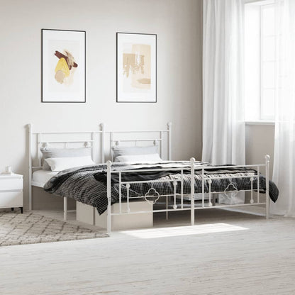 vidaXL Bettgestell mit Kopf- und Fußteil Metall Weiß 180x200 cm