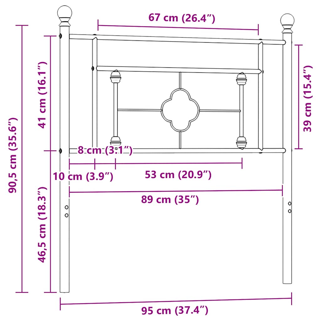 vidaXL Ersatz-Kopfteil Metall Weiß 90 cm