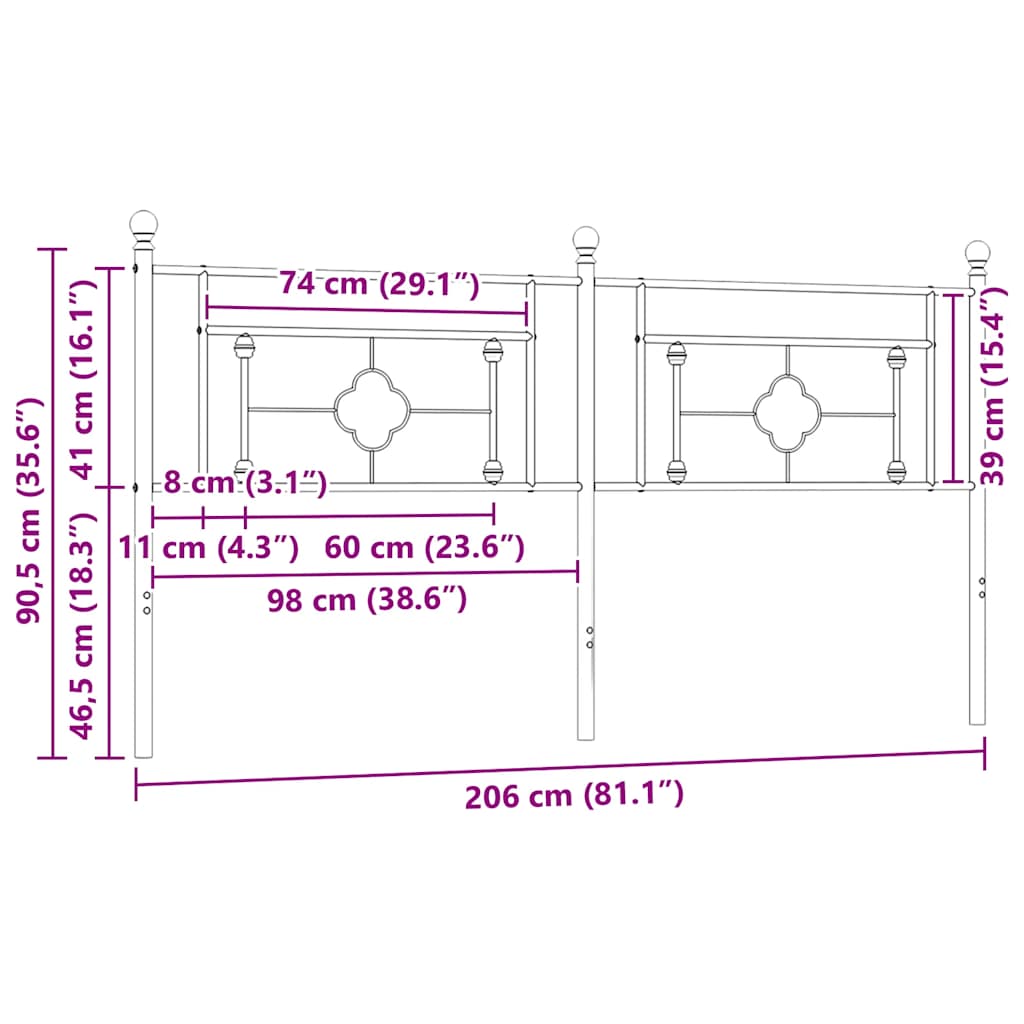 vidaXL Ersatz-Kopfteil Metall Weiß 200 cm