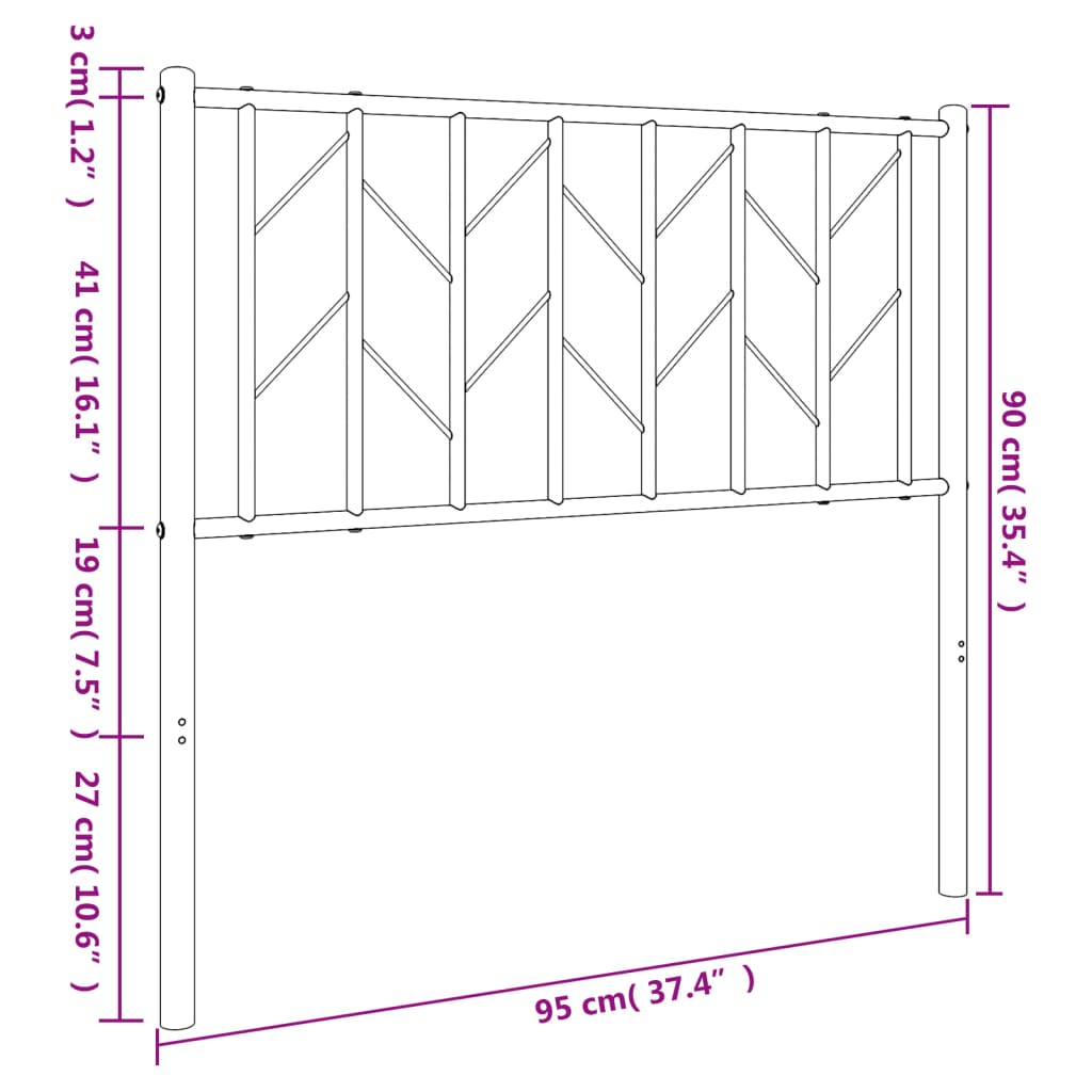 vidaXL Ersatz-Kopfteil Metall Schwarz 90 cm