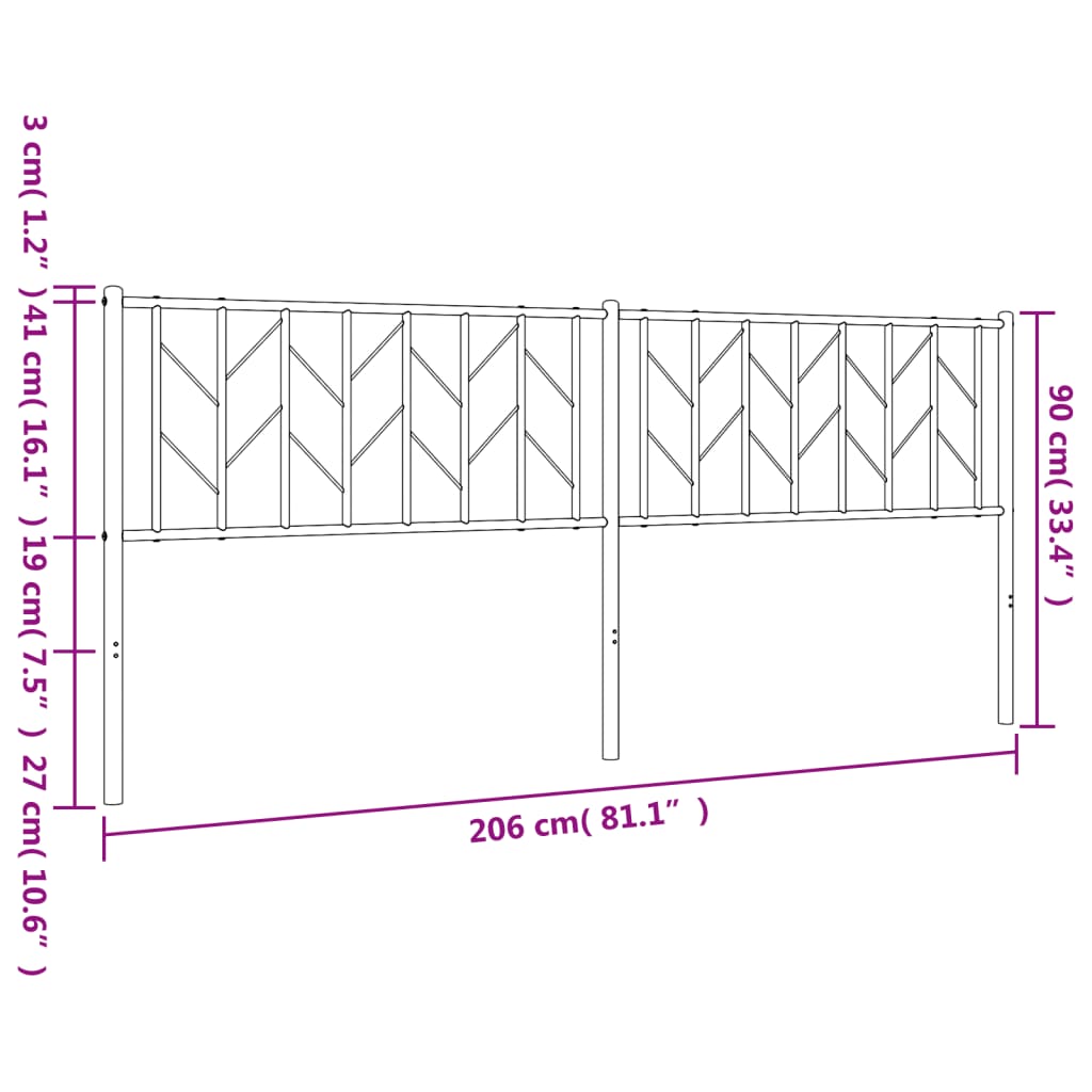 vidaXL Ersatz-Kopfteil Metall Schwarz 200 cm
