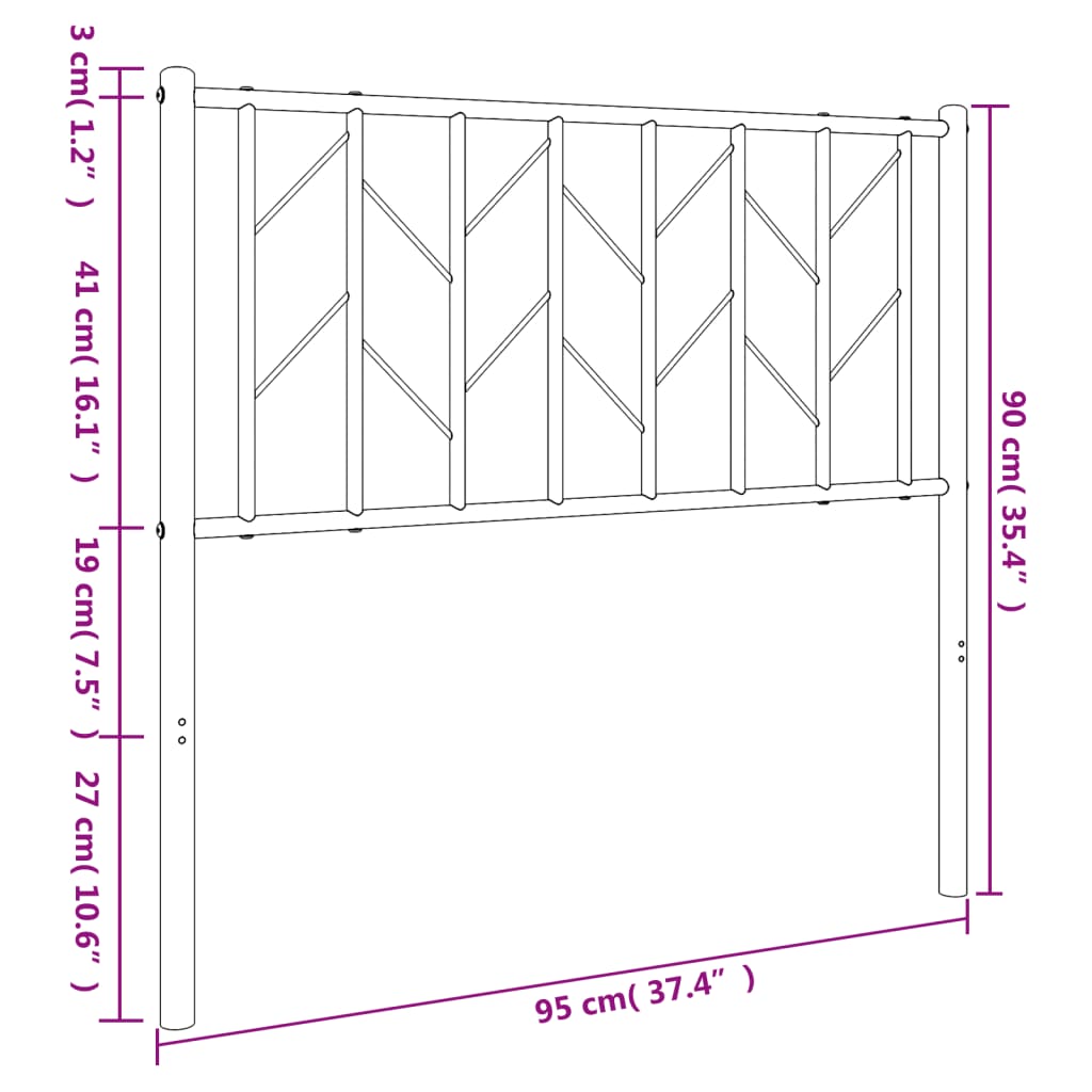 vidaXL Ersatz-Kopfteil Metall Weiß 90 cm
