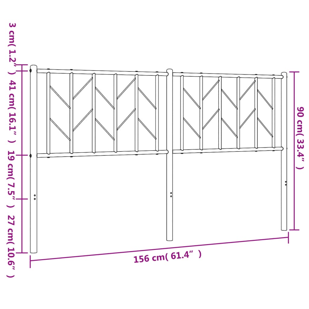 vidaXL Ersatz-Kopfteil Metall Weiß 150 cm