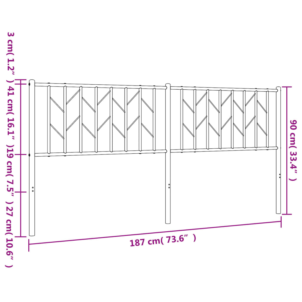 vidaXL Ersatz-Kopfteil Metall Weiß 180 cm