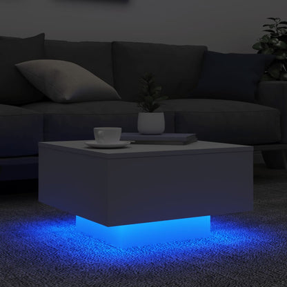vidaXL Table basse avec lumières LED Blanc 55x55x31 cm