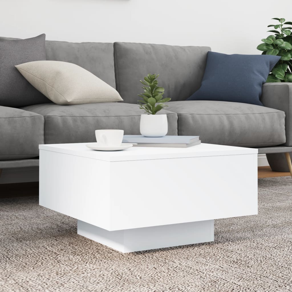 vidaXL Table basse avec lumières LED Blanc 55x55x31 cm