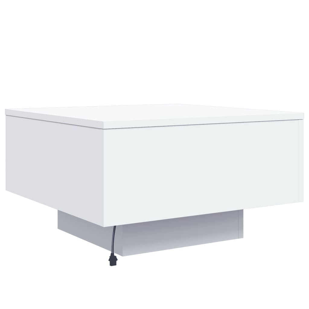 vidaXL Table basse avec lumières LED Blanc 55x55x31 cm