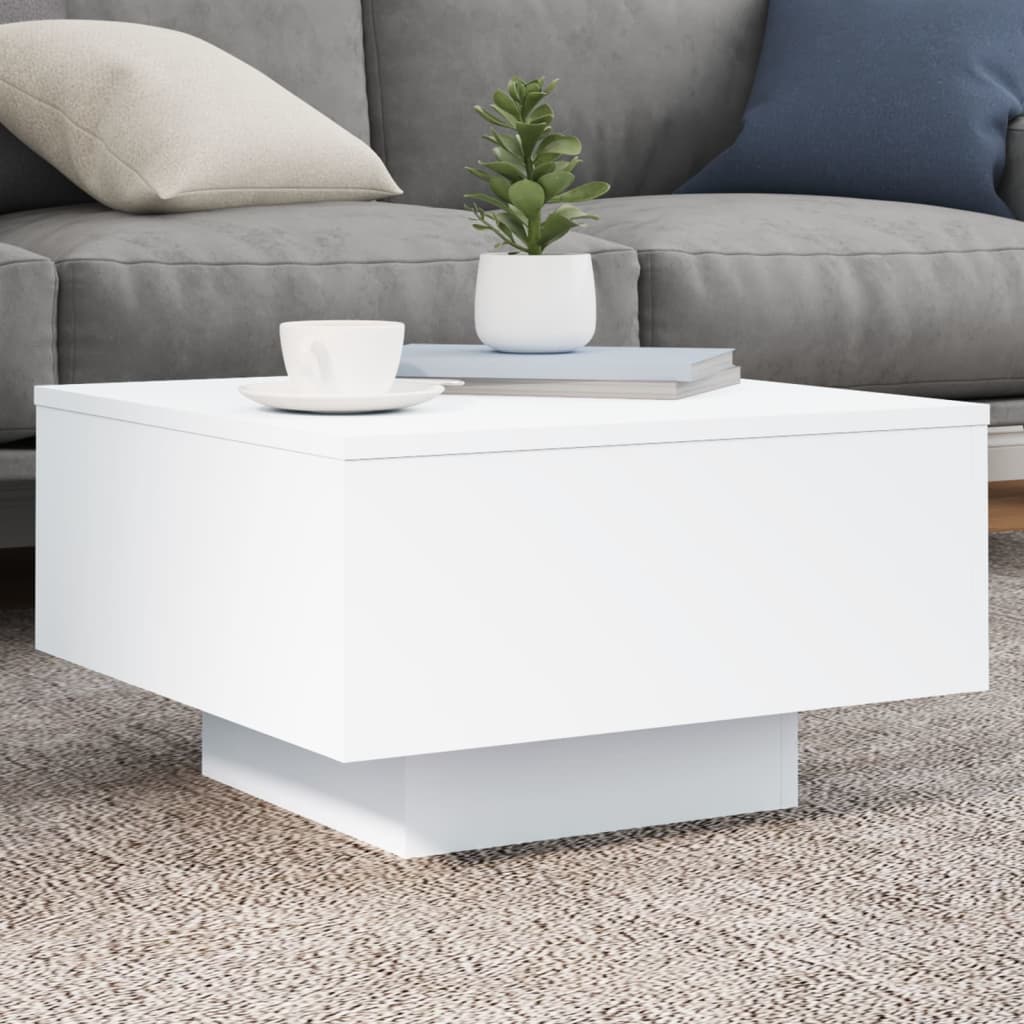 vidaXL Table basse avec lumières LED Blanc 55x55x31 cm