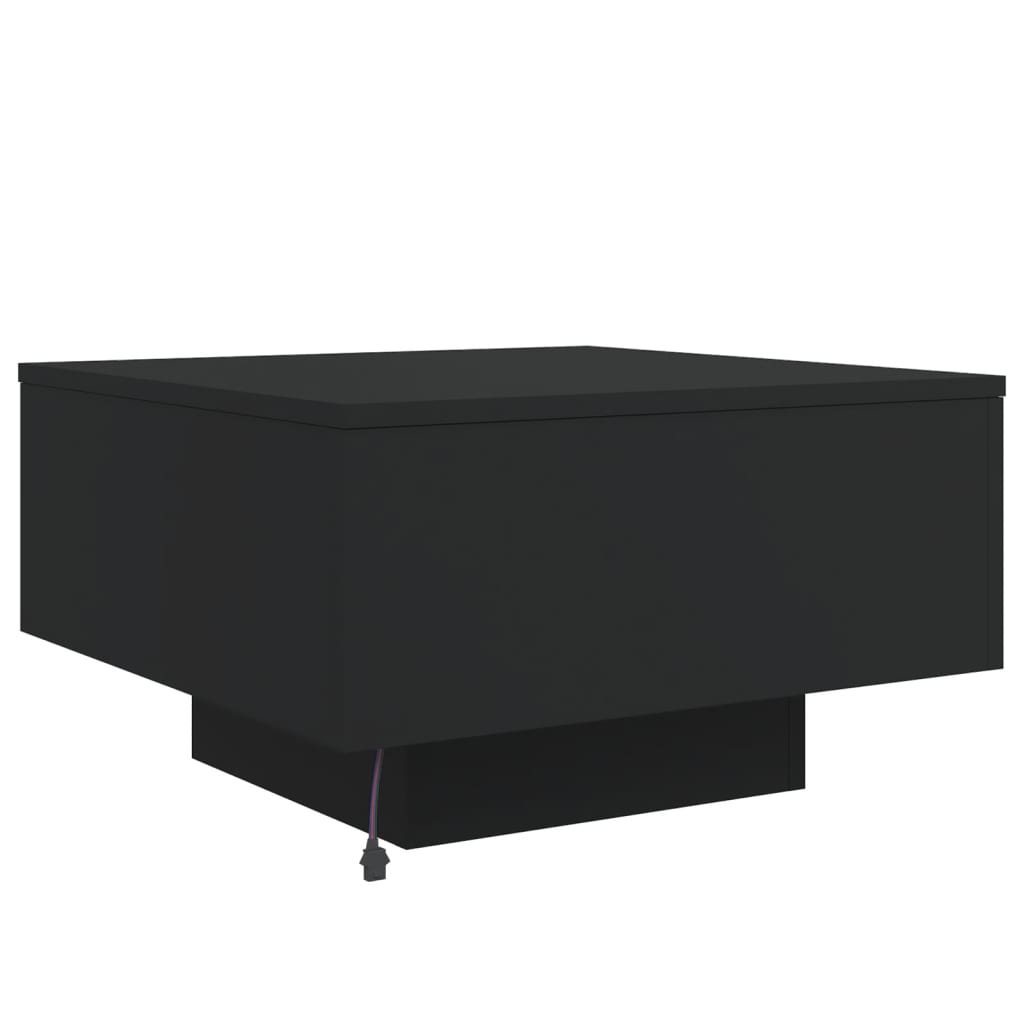 vidaXL Table basse avec lumières LED Noir 55x55x31 cm