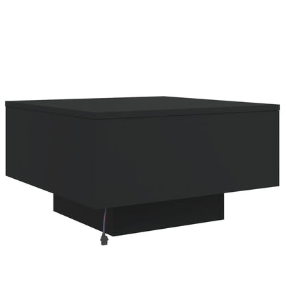 vidaXL Table basse avec lumières LED Noir 55x55x31 cm