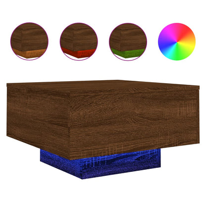 vidaXL Couchtisch mit LED-Leuchten Braun Eichen-Optik 55x55x31 cm