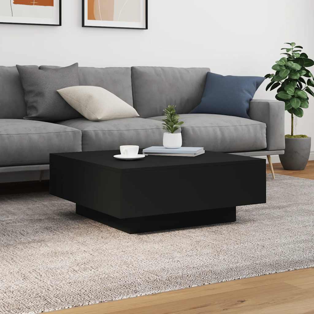 vidaXL Table basse noire 80x80x31 cm Aggloméré