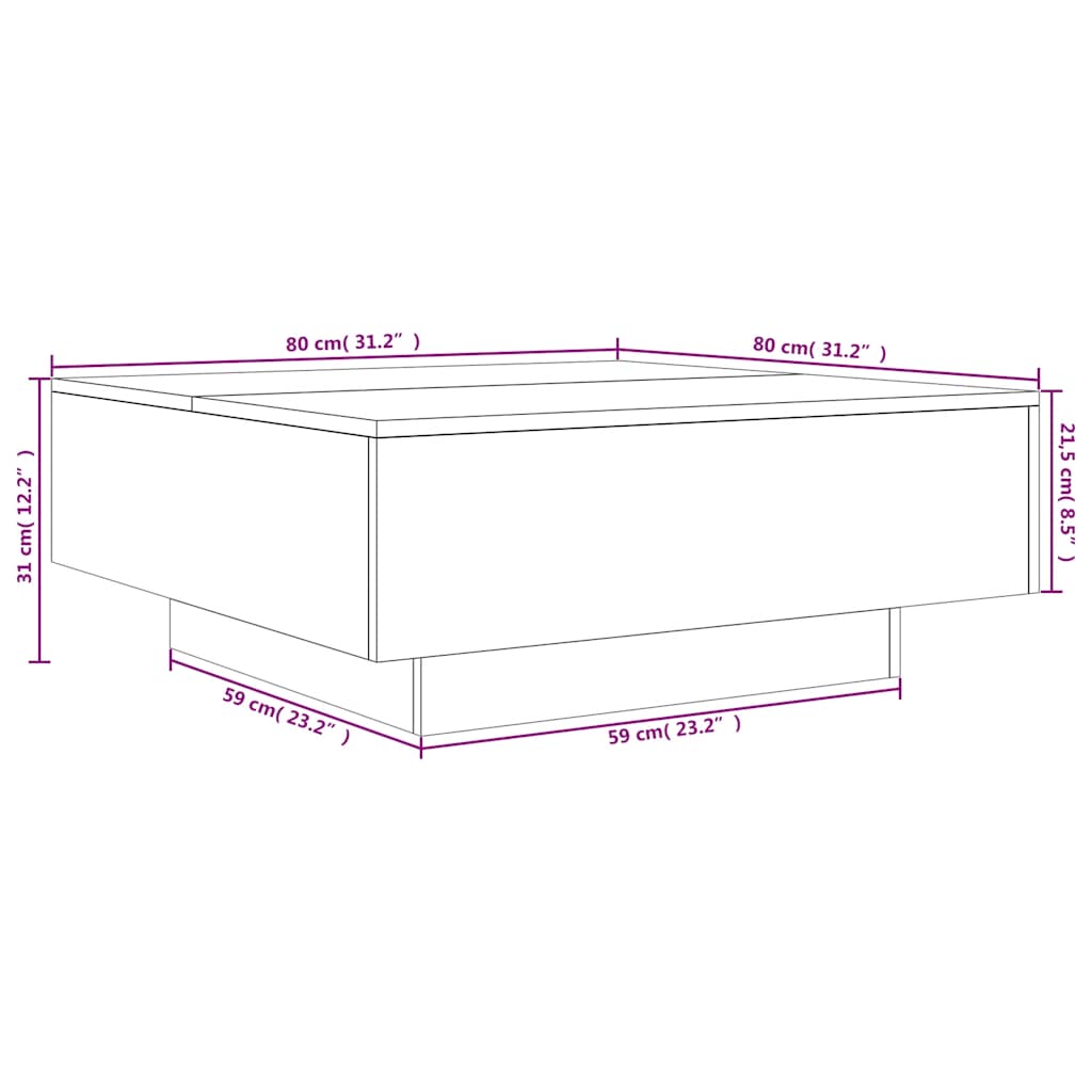 vidaXL Table basse noire 80x80x31 cm Aggloméré