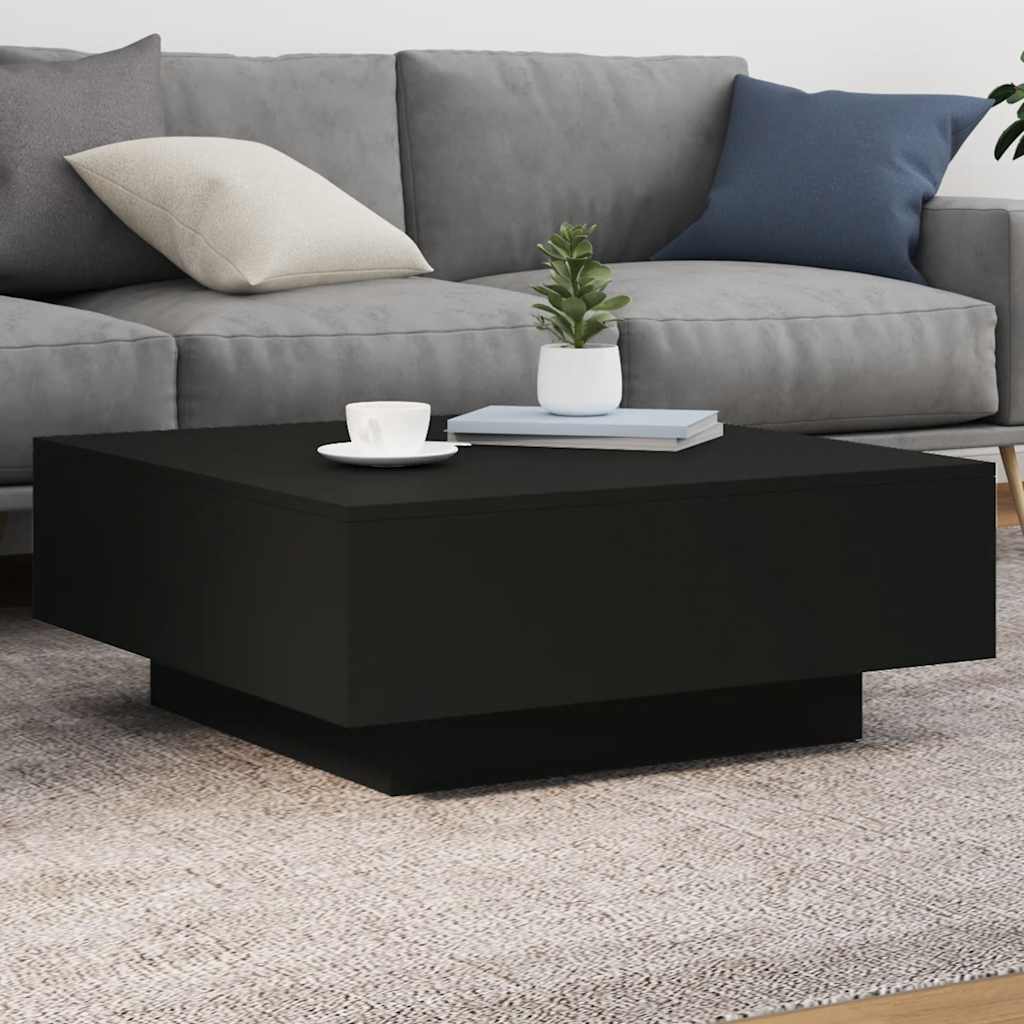 vidaXL Table basse noire 80x80x31 cm Aggloméré