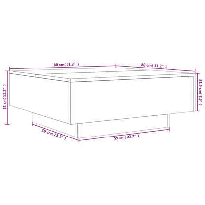 vidaXL Couchtisch Räuchereiche 80x80x31 cm Holzwerkstoff