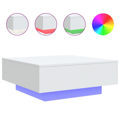 vidaXL Table basse avec lumières LED Blanc 80x80x31 cm