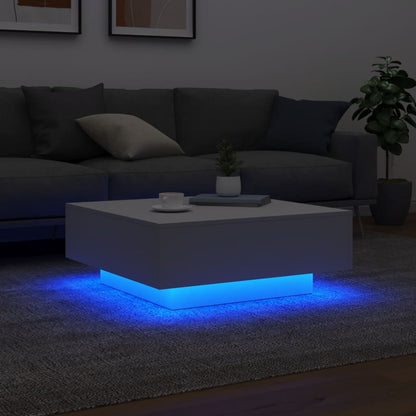 vidaXL Table basse avec lumières LED Blanc 80x80x31 cm