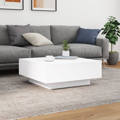 vidaXL Table basse avec lumières LED Blanc 80x80x31 cm
