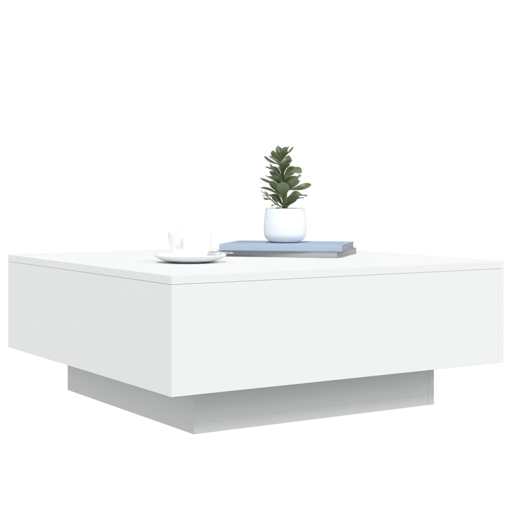 vidaXL Table basse avec lumières LED Blanc 80x80x31 cm