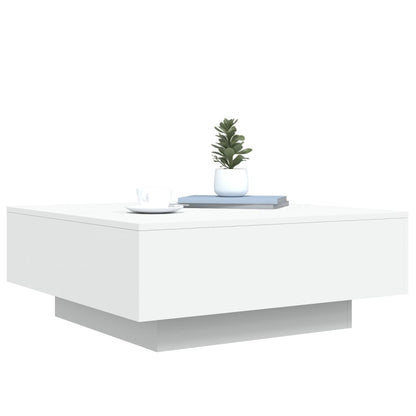 vidaXL Table basse avec lumières LED Blanc 80x80x31 cm