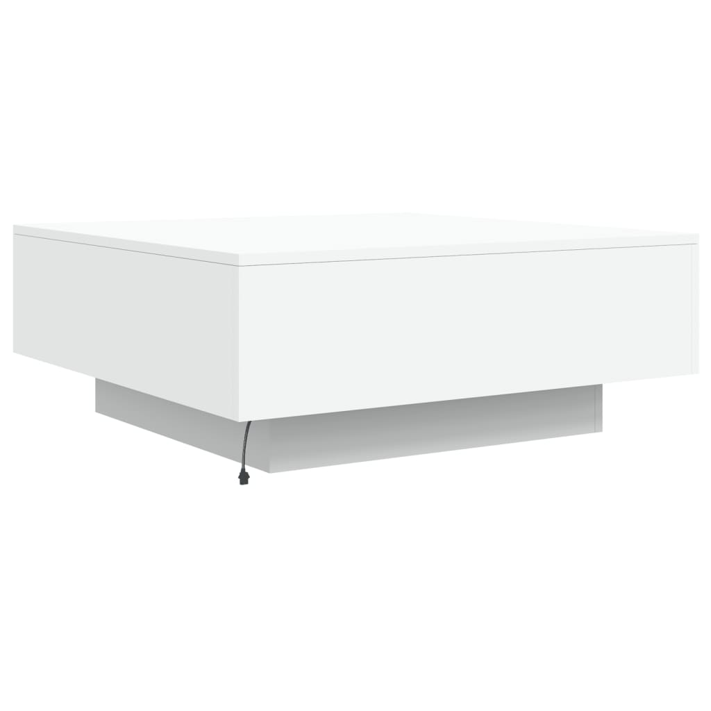 vidaXL Table basse avec lumières LED Blanc 80x80x31 cm
