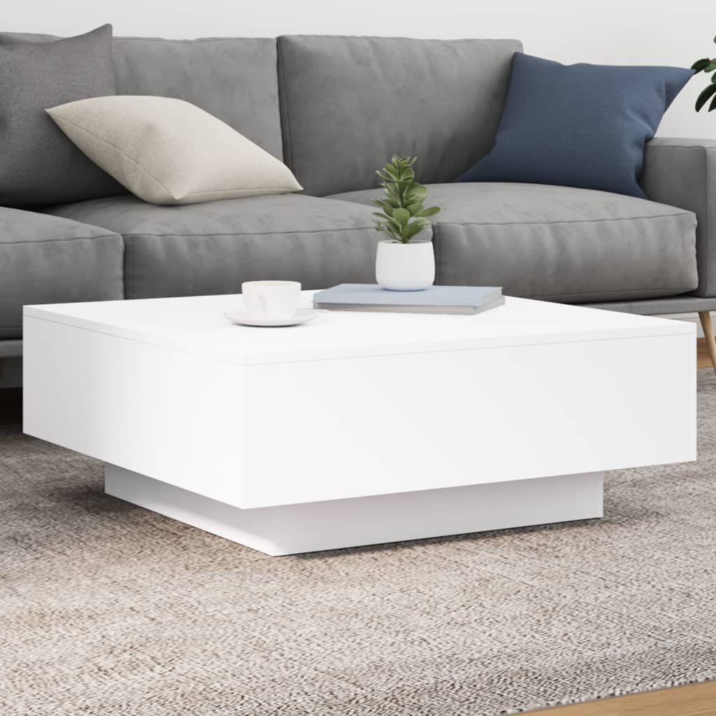 vidaXL Table basse avec lumières LED Blanc 80x80x31 cm