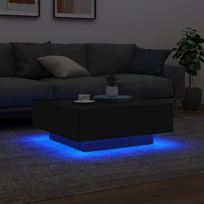 vidaXL Table basse avec lumières LED Noir 80x80x31 cm