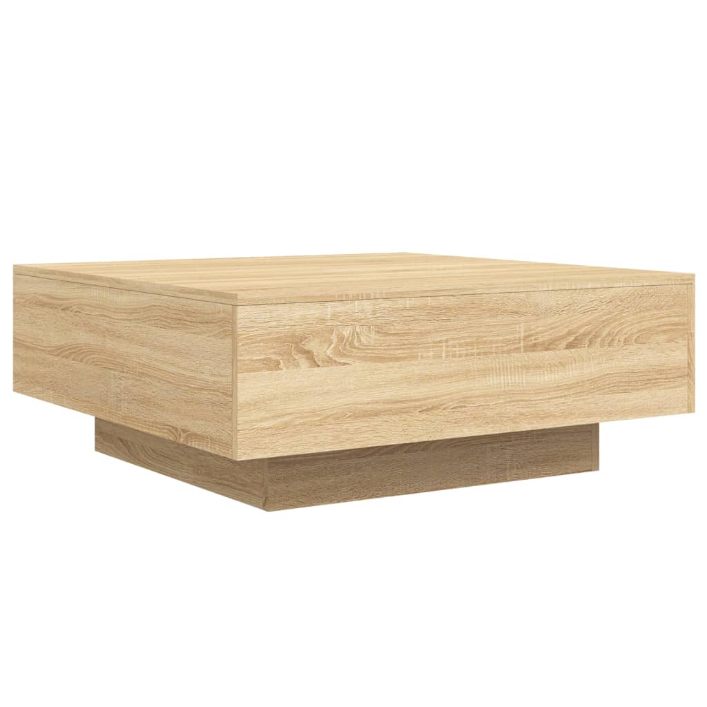 vidaXL Table basse avec lumières LED chêne Sonoma 80x80x31 cm