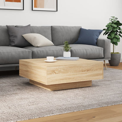 vidaXL Table basse avec lumières LED chêne Sonoma 80x80x31 cm