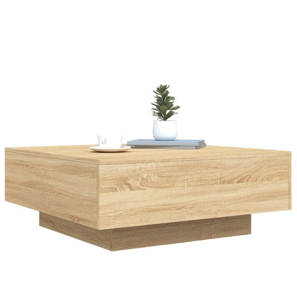 vidaXL Table basse avec lumières LED chêne Sonoma 80x80x31 cm