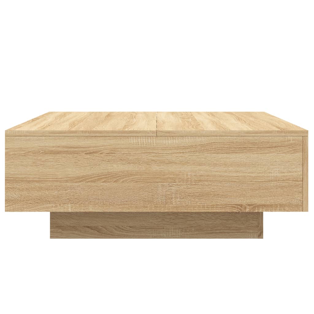 vidaXL Table basse avec lumières LED chêne Sonoma 80x80x31 cm