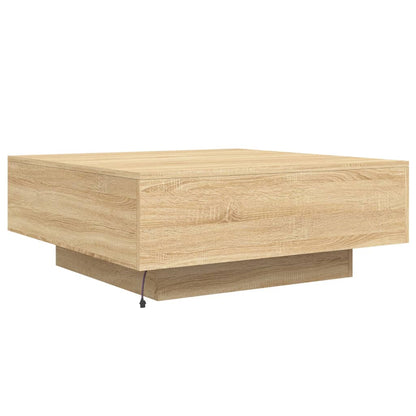 vidaXL Table basse avec lumières LED chêne Sonoma 80x80x31 cm
