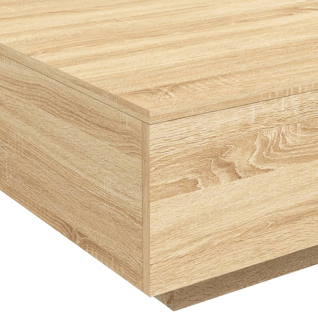 vidaXL Table basse avec lumières LED chêne Sonoma 80x80x31 cm