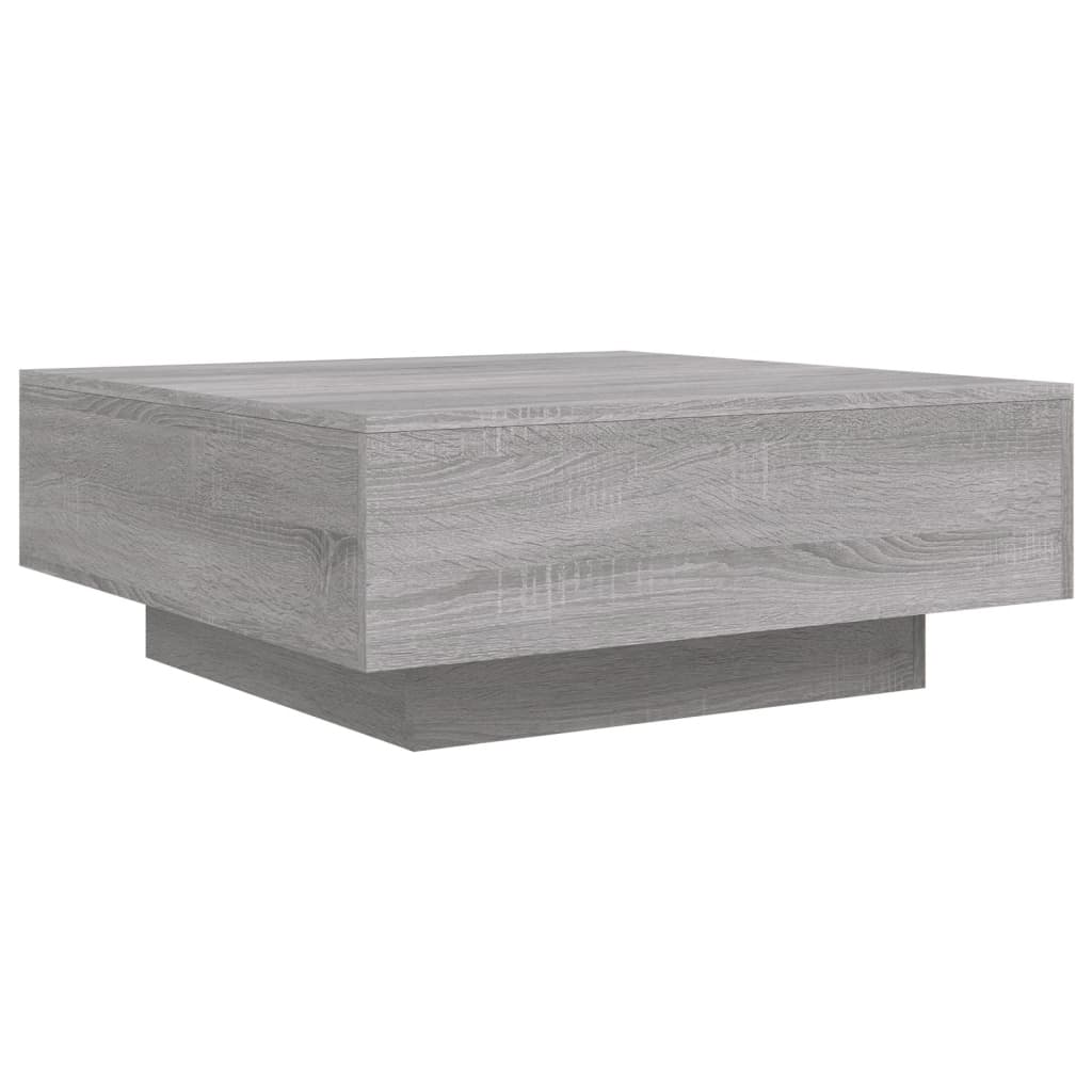 vidaXL Couchtisch mit LED-Leuchten Grau Sonoma 80x80x31 cm
