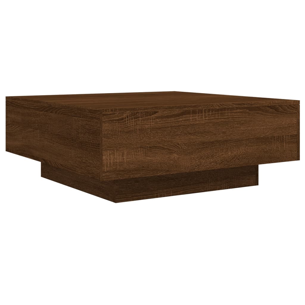 vidaXL Table basse avec lumières LED Chêne marron aspect 80x80x31 cm