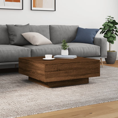 vidaXL Table basse avec lumières LED Chêne marron aspect 80x80x31 cm