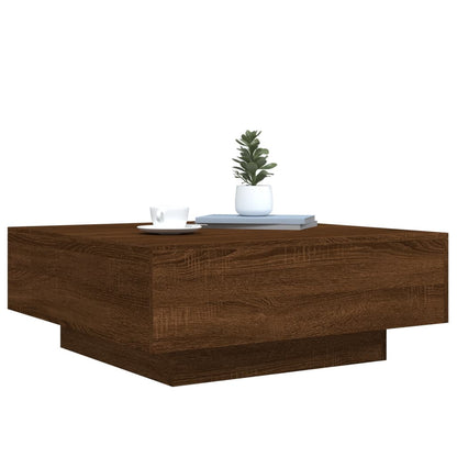vidaXL Table basse avec lumières LED Chêne marron aspect 80x80x31 cm