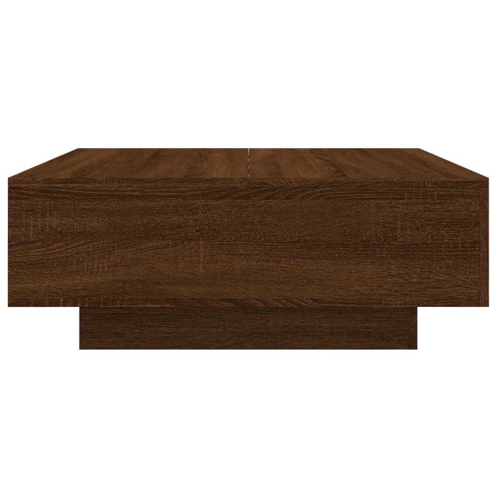 vidaXL Table basse avec lumières LED Chêne marron aspect 80x80x31 cm