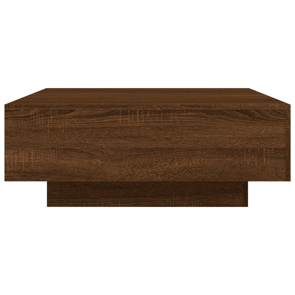 vidaXL Table basse avec lumières LED Chêne marron aspect 80x80x31 cm