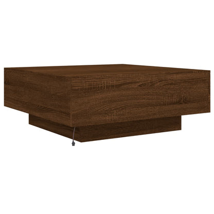 vidaXL Table basse avec lumières LED Chêne marron aspect 80x80x31 cm