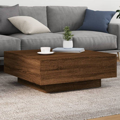 vidaXL Table basse avec lumières LED Chêne marron aspect 80x80x31 cm