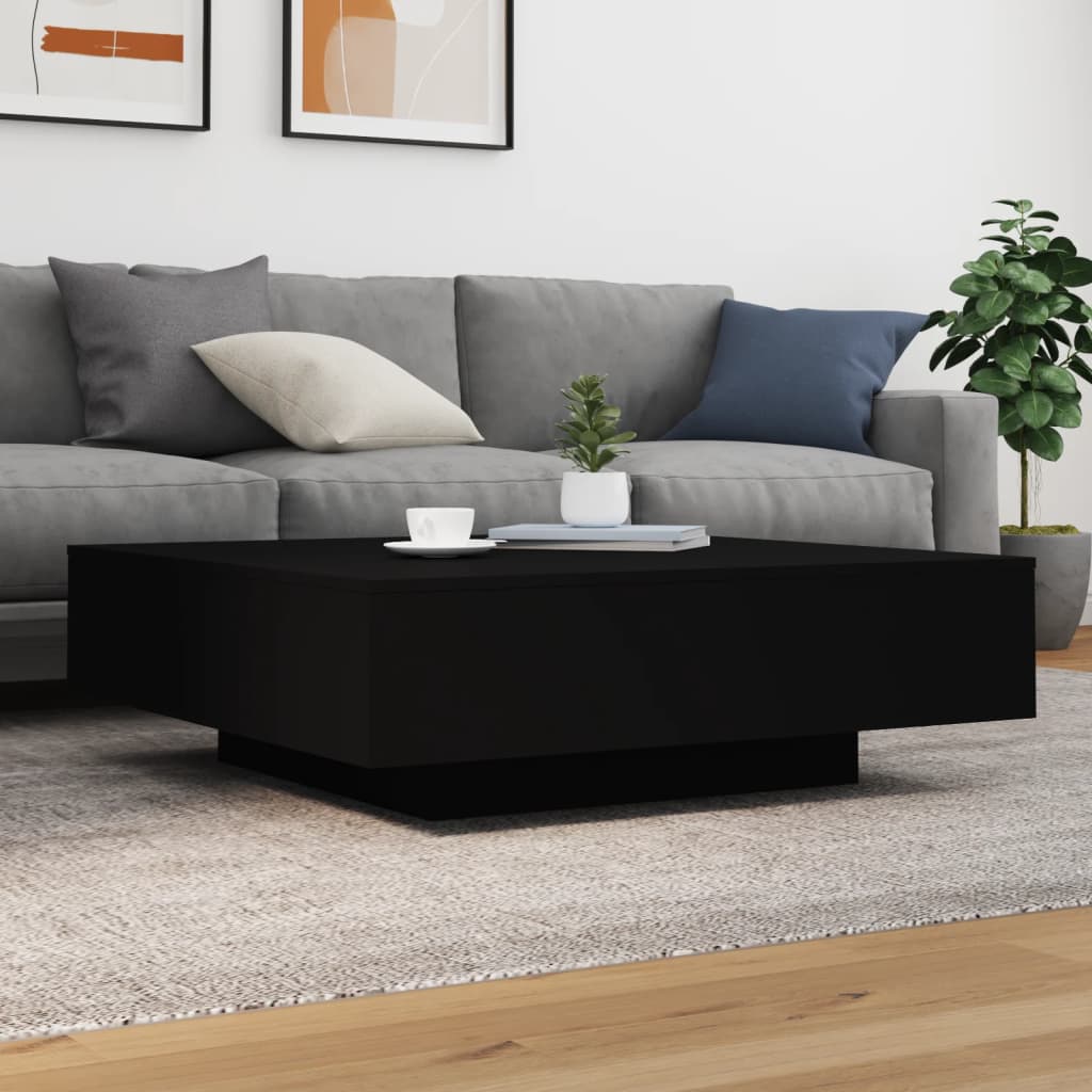 vidaXL Table basse noire 100x100x31 cm en bois d'ingénierie
