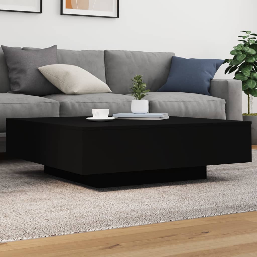 vidaXL Table basse noire 100x100x31 cm en bois d'ingénierie