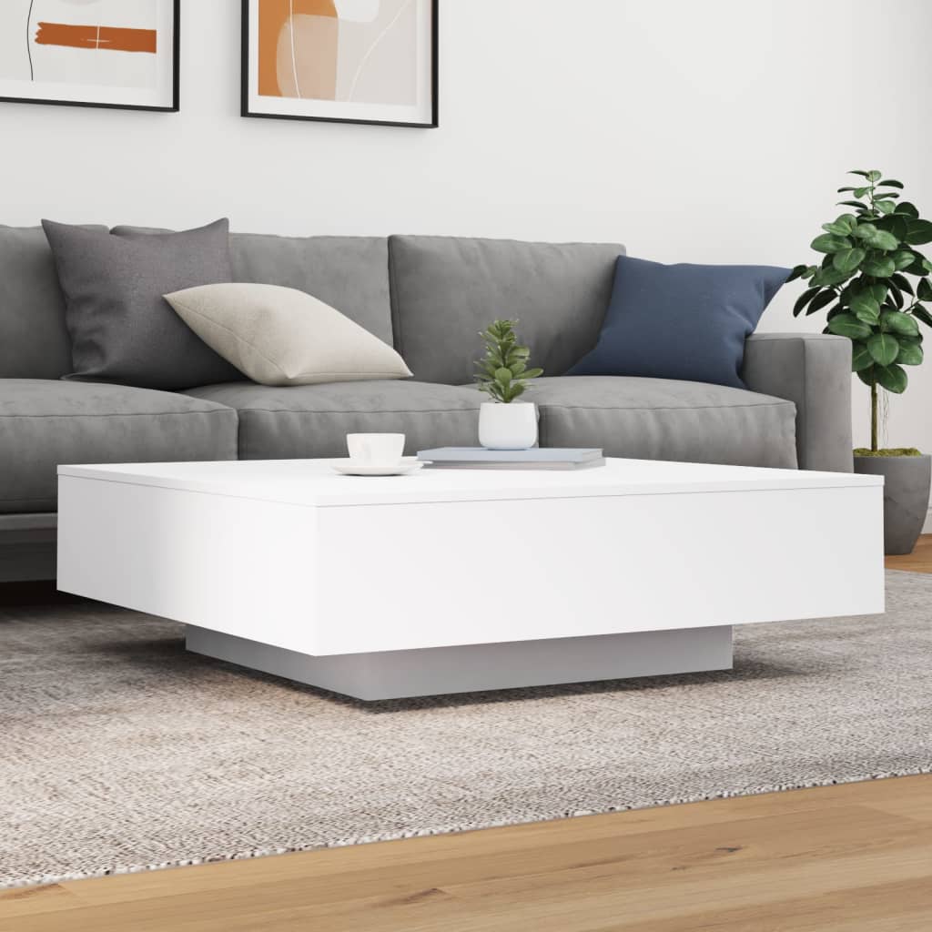 vidaXL Table basse avec lumières LED Blanc 100x100x31 cm