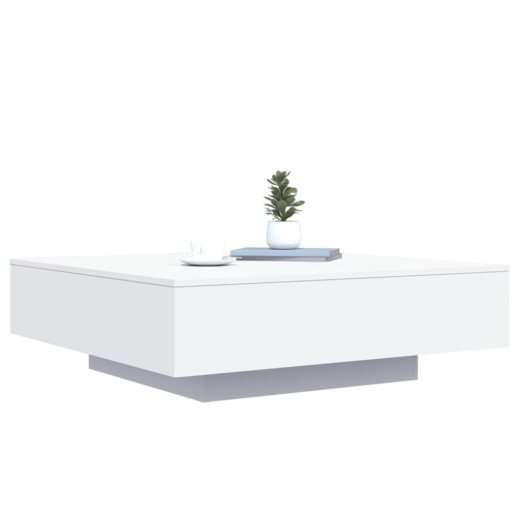 vidaXL Table basse avec lumières LED Blanc 100x100x31 cm