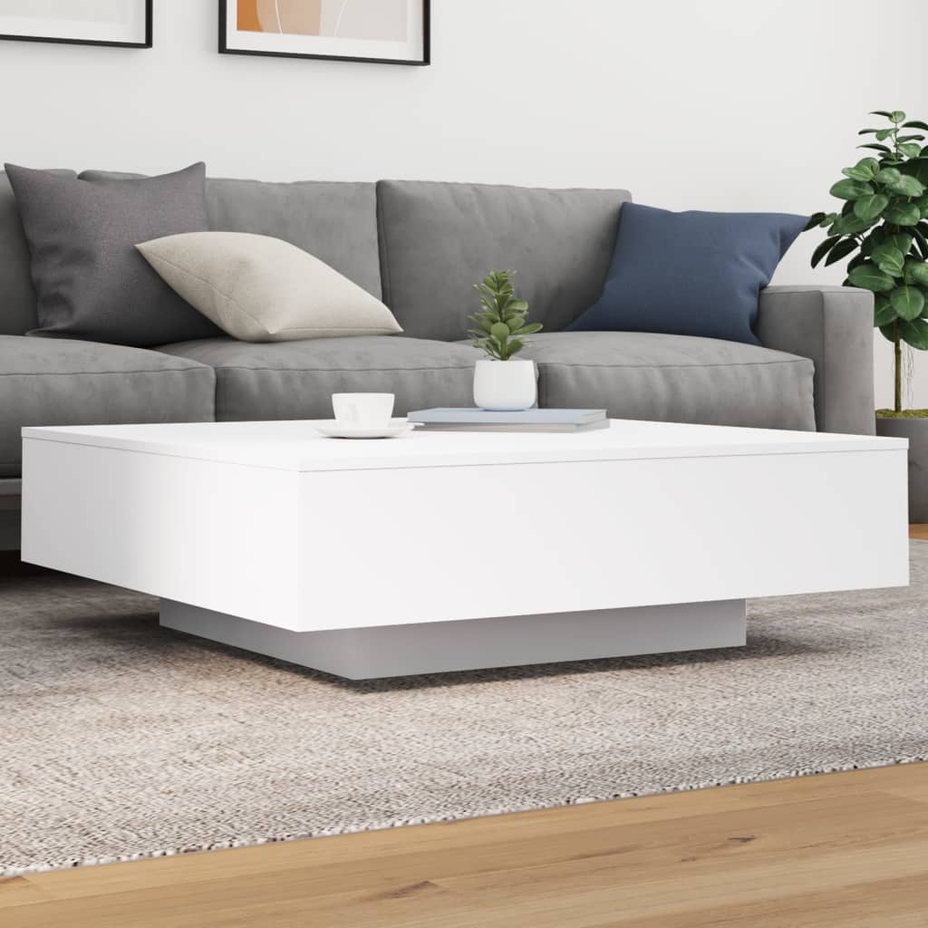 vidaXL Table basse avec lumières LED Blanc 100x100x31 cm