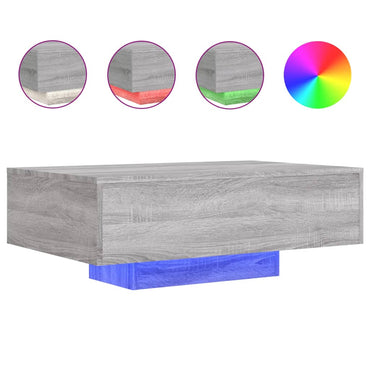 vidaXL Table basse avec lumières LED gris Sonoma 85x55x31 cm